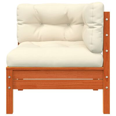 vidaXL Garden Sofa Corner with Cushions 2 pcs Wax Brown Solid Wood Pine