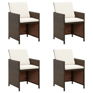 vidaXL Garden Chairs with Cuhsions 4 pcs Poly Rattan Brown