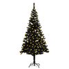 vidaXL Artificial Pre-lit Christmas Tree with Stand Black 180 cm PVC