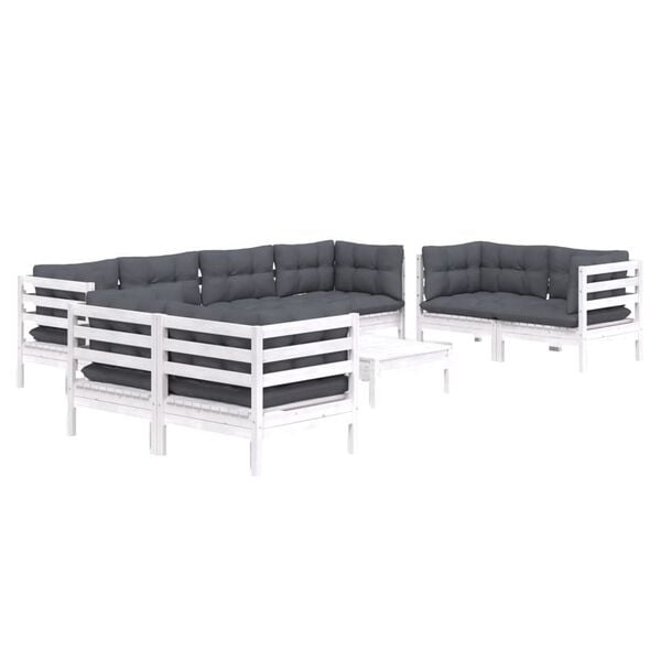 vidaXL 9 Piece Garden Lounge Set with Cushions Solid Pinewood