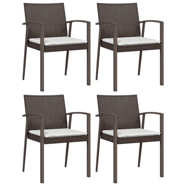 vidaXL 5 Piece Garden Dining Set with Cushions Poly Rattan and Steel