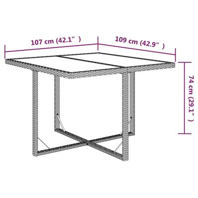 vidaXL Garden Table Beige 109x107x74 cm Poly Rattan and Glass