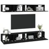 vidaXL Wall TV Cabinets 4 pcs Black 100x30x30 cm