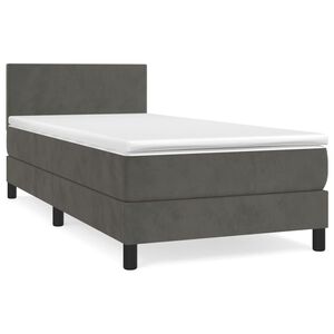 vidaXL Box Spring Bed with Mattress Dark Grey 100x200 cm Velvet