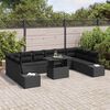 vidaXL Garden Sofa Set with Storage 11 pcs Black Poly rattan