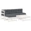 vidaXL 5 Piece Garden Lounge Set with Cushions White Solid Wood