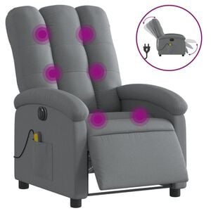 vidaXL Electric Massage Recliner Chair Dark Grey Fabric