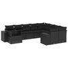 vidaXL 10 Piece Garden Sofa Set with Cushions Black Poly Rattan