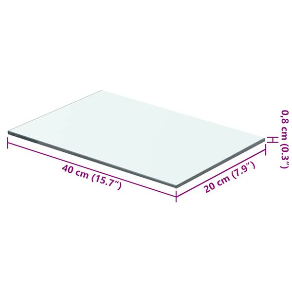 vidaXL Shelf Panel Glass Clear 40x20 cm