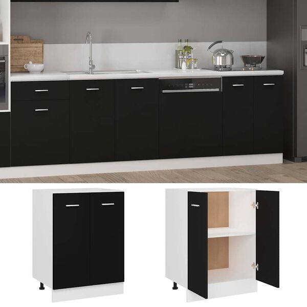 vidaXL Bottom Cabinet Black 60x46x81.5 cm Engineered Wood