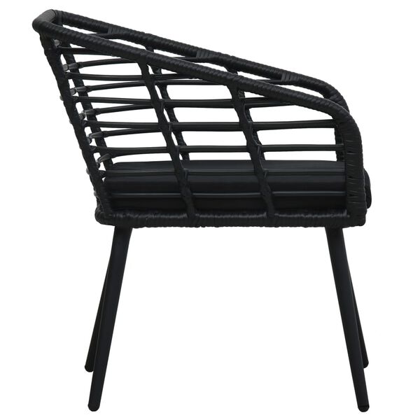vidaXL Garden Chairs with Cushions 2 pcs Poly Rattan Black