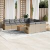 vidaXL 12 Piece Garden Sofa Set with Cushions Beige Poly Rattan