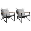 vidaXL Garden chairs with Cushions 2 pcs Black Steel