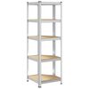 vidaXL 5-Layer Corner Shelf Silver Steel&Engineered Wood