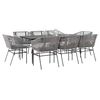 vidaXL 9 Piece Garden Dining Set with Cushions Grey Poly Rattan Glass