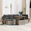 vidaXL Garden Sofa Set with Storage 7 pcs Grey Poly rattan