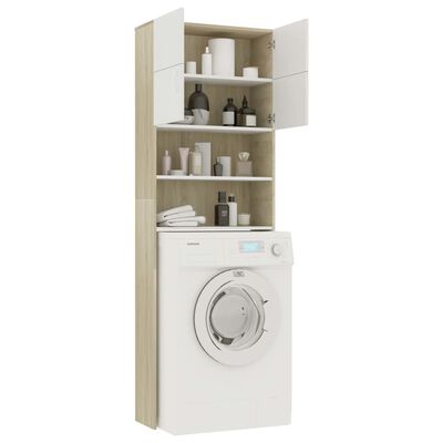 vidaXL Washing Machine Cabinet White and Sonoma Oak 64x25.5x190 cm