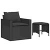 vidaXL 4 Piece Garden Sofa Set with Cushions Black Poly Rattan