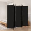 vidaXL 5-Panel Room Divider Black 250x200 cm Fabric