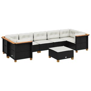 vidaXL 8 Piece Garden Sofa Set with Cushions Black Poly Rattan