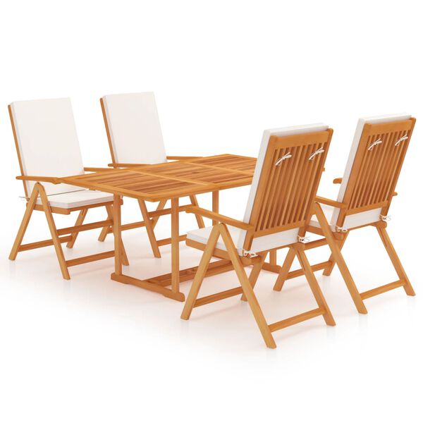 vidaXL 5 Piece Garden Dining Set with Cushions Solid Teak Wood