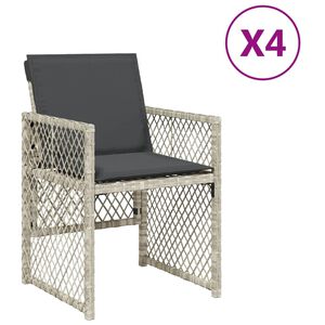 vidaXL Garden Chairs with Cushions 4 pcs Light Grey Poly Rattan