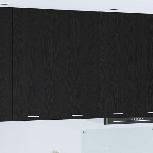 vidaXL Hanging Cabinet with Door Black Oak and White 50 x 31 x 100 cm