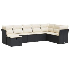 vidaXL 8 Piece Garden Sofa Set with Cushions Black Poly Rattan