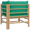 vidaXL Garden Corner Sofa with Green Cushions Bamboo