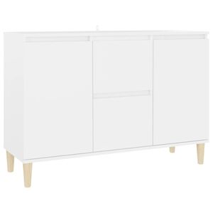 vidaXL Sideboard | White | Engineered wood, Solid eucalyptus wood | Medium