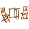 vidaXL Garden Dining Set Folding 3 pcs Black Solid Acacia Wood