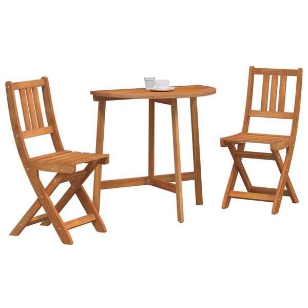vidaXL Garden Dining Set Folding 3 pcs Black Solid Acacia Wood