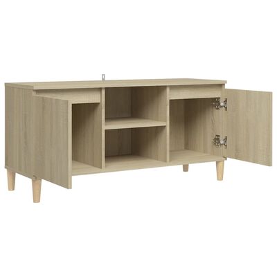 vidaXL TV Cabinet with Solid Wood Legs Sonoma Oak 103.5x35x50 cm