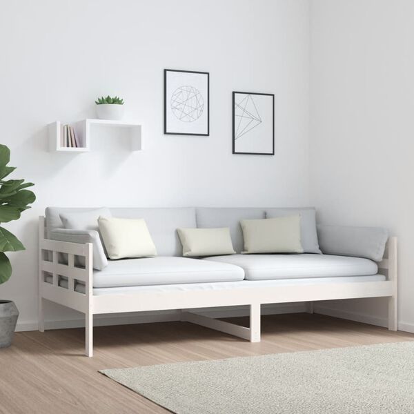 vidaXL Day Bed without Mattress White Solid Wood Pine 90x190 cm Single