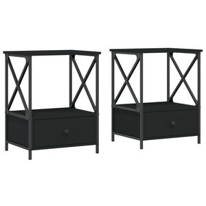 vidaXL Bedside Tables 2 pcs Black 50x41x65 cm Engineered Wood