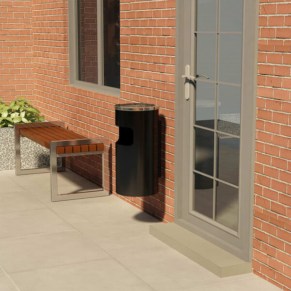 vidaXL Wall Ashtray Dustbin Steel 26 L Black