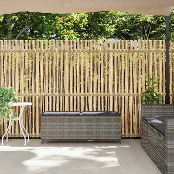 vidaXL Garden Bench with Cushion Grey 110x30x40.5 cm Poly Rattan