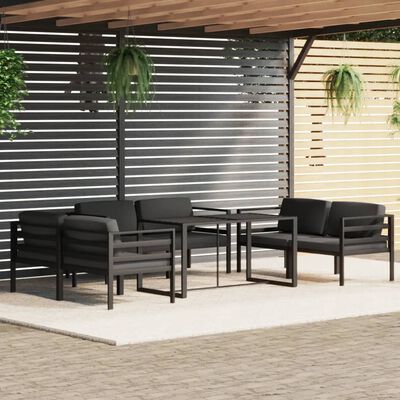 vidaXL 7 Piece Garden Lounge Set with Cushions Aluminium Anthracite