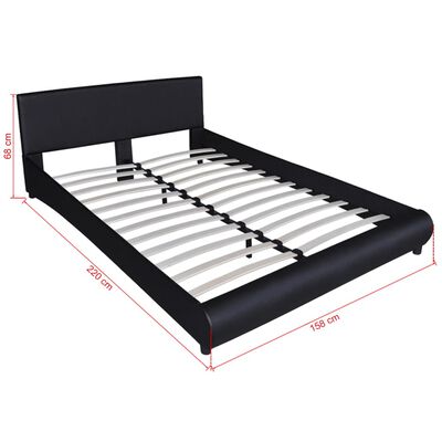 vidaXL Bed Frame Black Faux Leather Queen Size