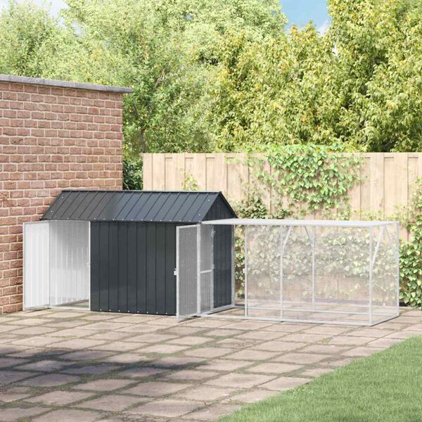 vidaXL Bird Cage Anthracite 416.5 x 103 x 142 cm Galvanised Steel