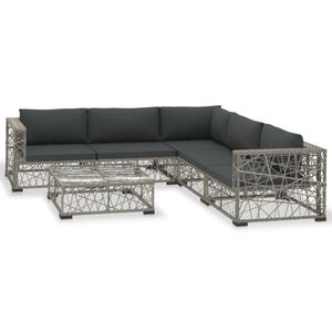 vidaXL 6 Piece Garden Lounge Set with Cushions Poly Rattan Grey