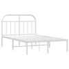 vidaXL Metal Bed Frame without Mattress with Headboard White 135x190cm