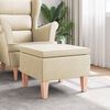 vidaXL Stool with Wooden Legs Cream Fabric