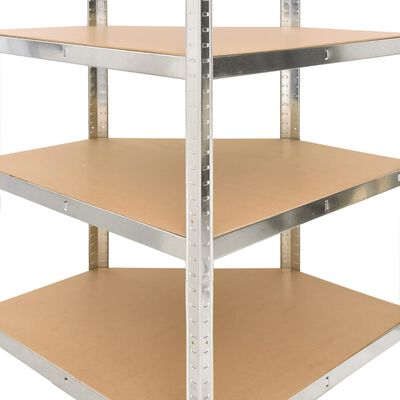 vidaXL 4-Layer Corner Shelf Silver Steel&Engineered Wood