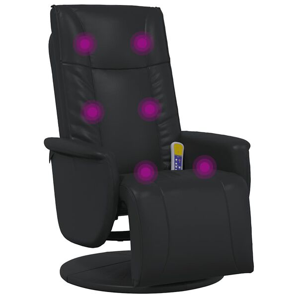 vidaXL Massage Recliner Chair with Footrest Black Faux Leather