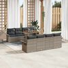 vidaXL Garden Sofa Set with Storage 9 pcs Grey Poly rattan