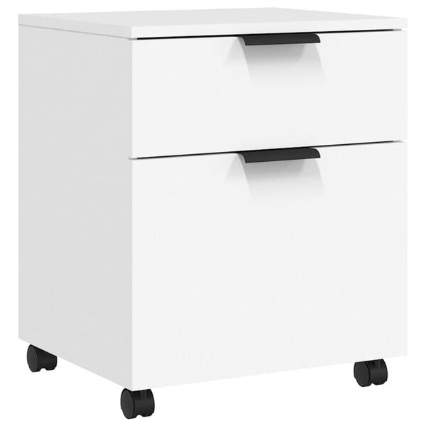 vidaXL Mobile File Cabinet with Wheels White 45x38x54 cm Engineered Wood