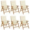vidaXL Reclining Garden Chairs with Cushions 6 pcs Solid Wood Teak
