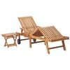 vidaXL Sun Loungers 2 pcs with Table Solid Teak Wood