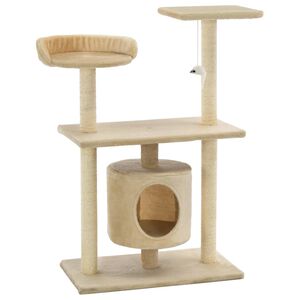 vidaXL Cat Tree | Beige | Engineered wood, sisal rope, plush fabric | Medium